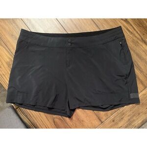Smartwool Hiking Shorts Womens XL  Black Merino Wool‎ Button Wide Waist